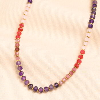 Stainless Steel Multi Semi Precious Stone Beaded Necklace In Gold Plating, 2 of 5