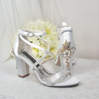 Block Heel Bridal Shoes With Cherry Blossom, 4 of 10