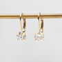 9ct Yellow Gold Round Cubic Zirconia Drop Earrings, thumbnail 1 of 3