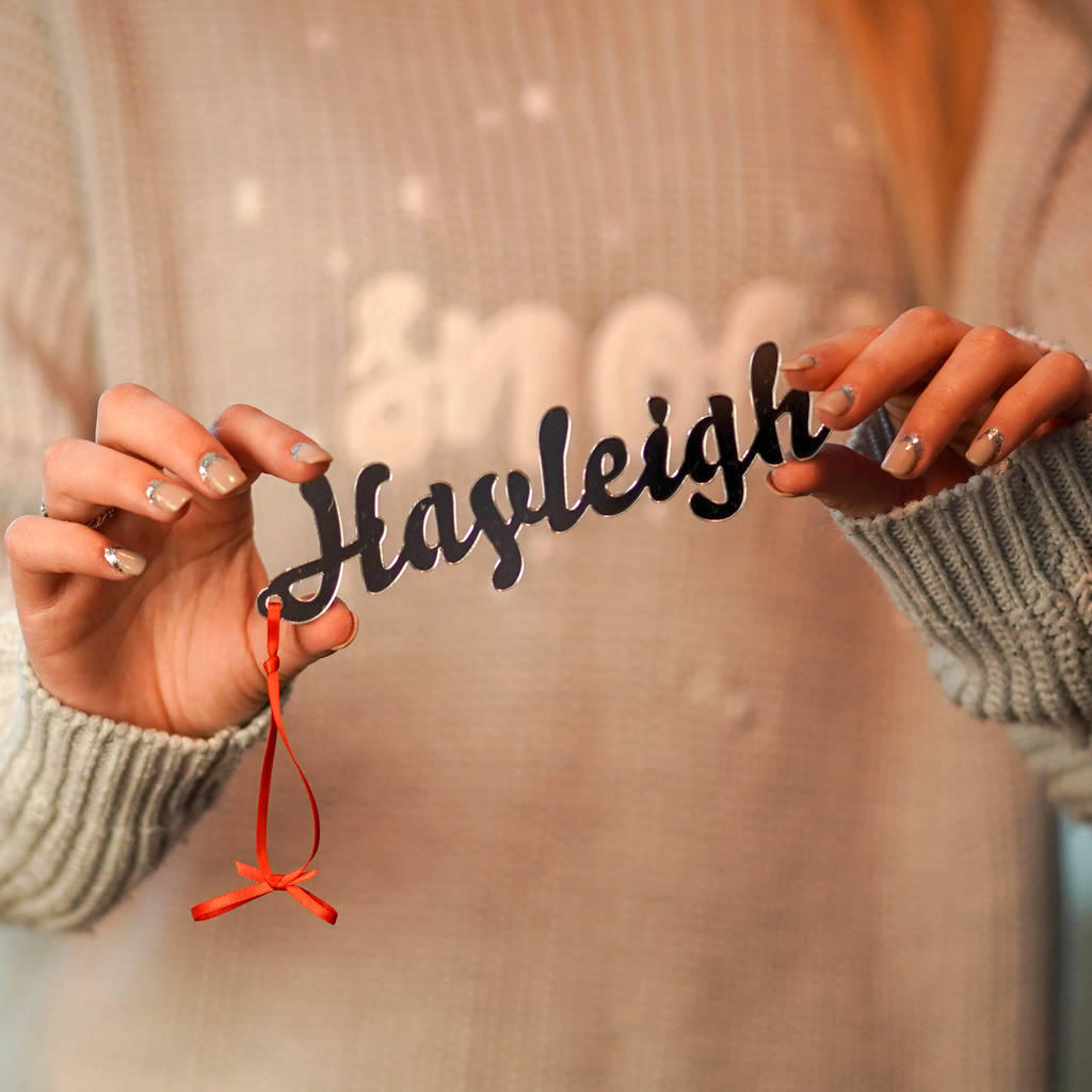 Personalised Mirror Christmas Name Decorations By Meenymineymo
