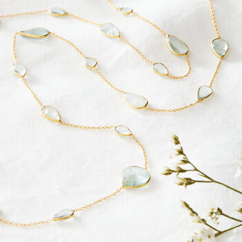 Aquamarine Pebble Gold Plated Silver Chain Necklace, 3 of 9