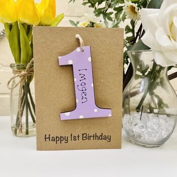 Personalised First 1st Birthday Wooden One Gift Card, 5 of 7