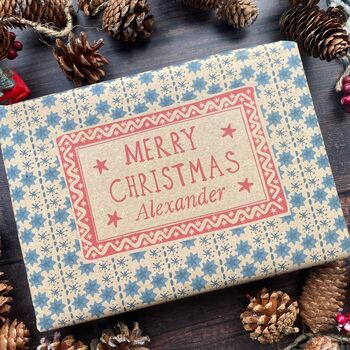 Christmas Personalised Name Paper Fibre Manilla Kraft Wrapping Paper, 2 of 5