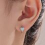 Aqua Green Opal Heart Huggie Hoop Earrings, thumbnail 1 of 11