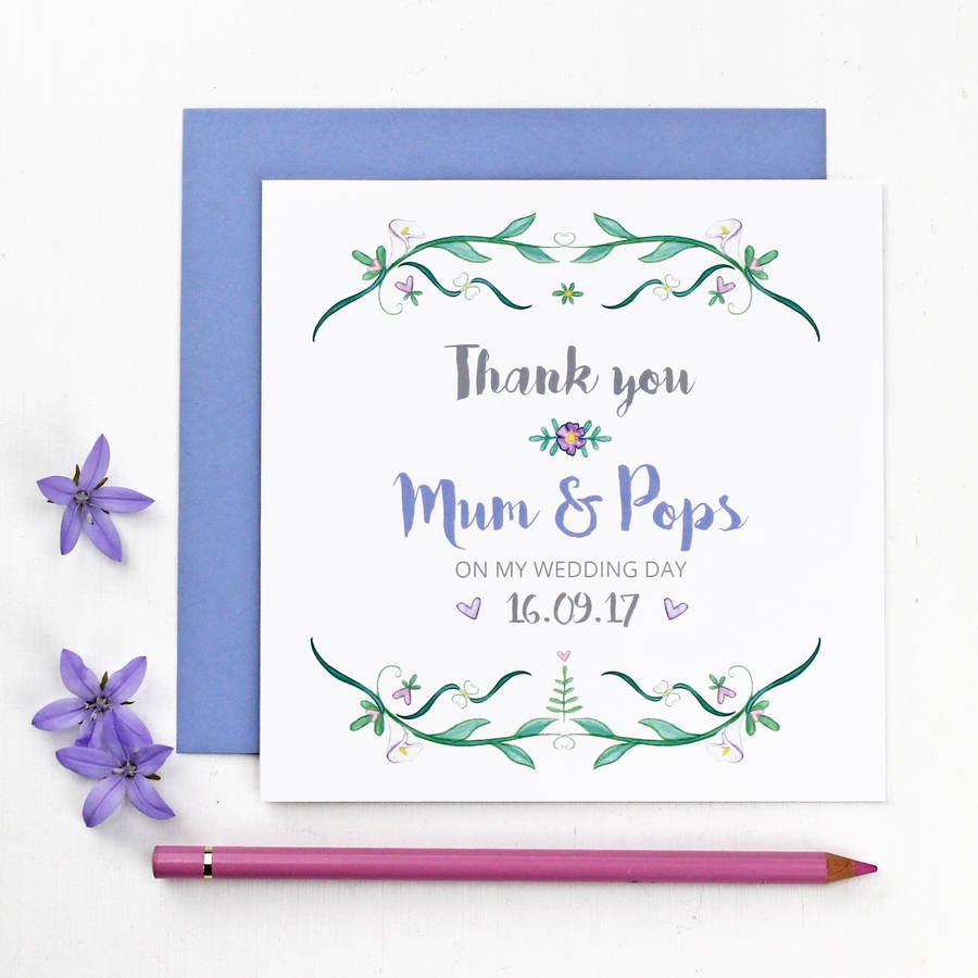 Botanical Mum And Dad Wedding Thank You Card By Martha