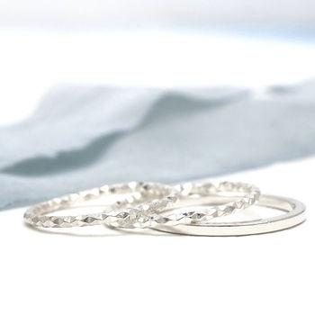 Sterling Silver Dainty Rings. Stackable Ring Set, 8 of 12