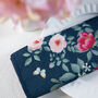Luxury Linen Like Floral Napkins Rose Garden Navy Blue, thumbnail 4 of 6