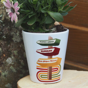 Retro Sixties Signpost Personalised Plant Pot For Dad, 3 of 4