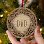Personalised Name Wooden Wreath Christmas Bauble, thumbnail 1 of 5