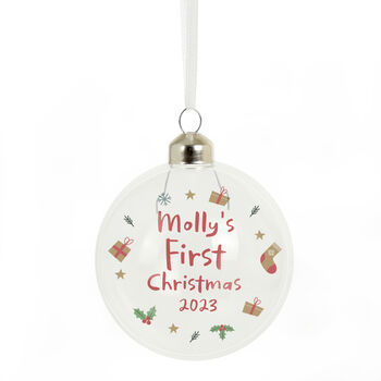 Personalised First Christmas Glass Bauble, 2 of 3