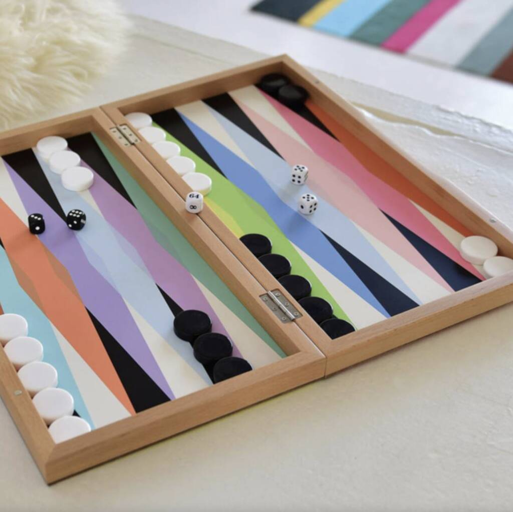 Personalised Bright Wooden Backgammon Set, 1 of 5