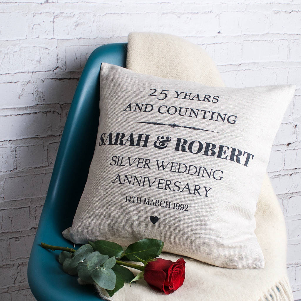 Silver Wedding Anniversary Cushion, 1 of 5