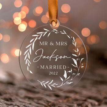 Personalised First Christmas Married Christmas Bauble, 11 of 11