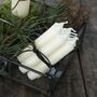 A Bundle Of Six Short White Dinner Candles, thumbnail 1 of 3