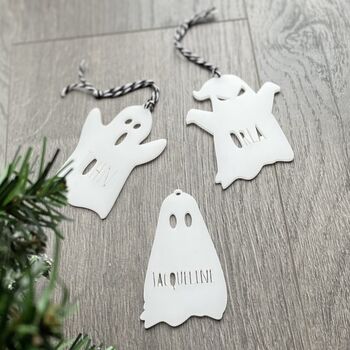 Personalised Ghost Christmas Tree Decoration, 4 of 8