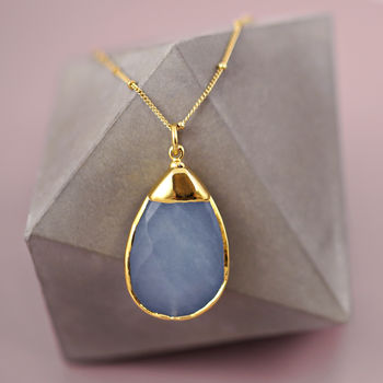 Gold Plated And Blue Semi Precious Gemstone Necklace, 2 of 6