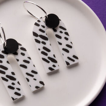 Sterling Silver Dalmatian Print Arch Statement Earrings, 3 of 4