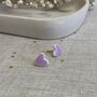Lilac Heart Stud Clay Earrings, thumbnail 2 of 7
