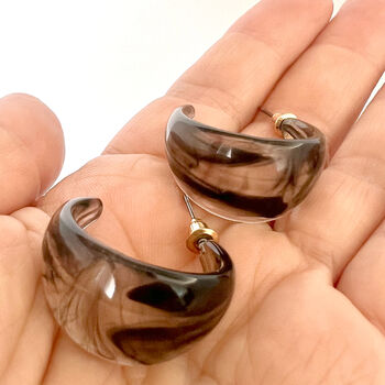 Marbled Opaque Resin Large Hoop Earrings, 7 of 9