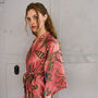 Luxury Pink Silk Blend Kimono Robe, thumbnail 1 of 9