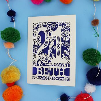 Personalised 21st Birthday Card Papercut Woodland Design, 9 of 10