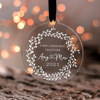 Personalised Acrylic First Christmas Together Ornament, 10 of 10