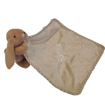 Personalised Embroidery Bunny Brown Soft Baby Soother, 11 of 12