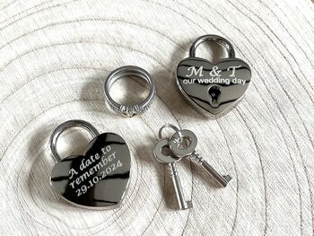 Personalised Wedding Day Heart Padlock Gift, 2 of 6