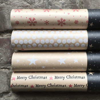 Brown Christmas Wrapping Red Snowflakes Paper 5m Roll, 2 of 2