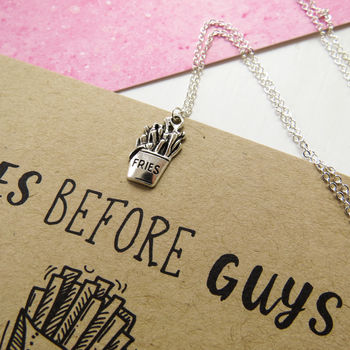 'Fries Before Guys' Anti Valentines Day Necklace, 3 of 6