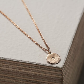 Mini Hammered Disc Initial Necklace, 3 of 9
