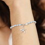 Stainless Steel Starfish Charm Blue Beaded Bracelet In Silver Plating, thumbnail 1 of 4