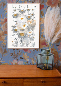 April Daisies Birth Flower Print And Name, 3 of 4