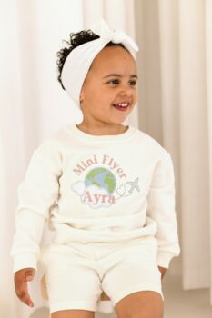 Mini Flyer Or First Time Flyer Personalised Embroidered Globe Holiday Airport Sweatshirt Jumper, 2 of 5