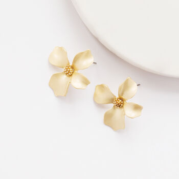 Gold Colour Hand Painted Flower Shaped Stud Earrings, 3 of 3