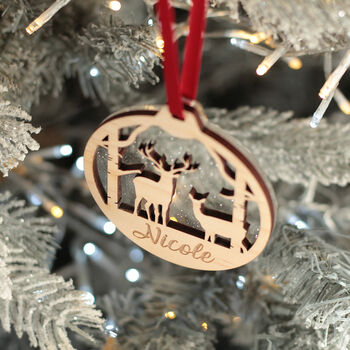 Glitter Deer 3D Christmas Tree Decoration Bauble, 2 of 8