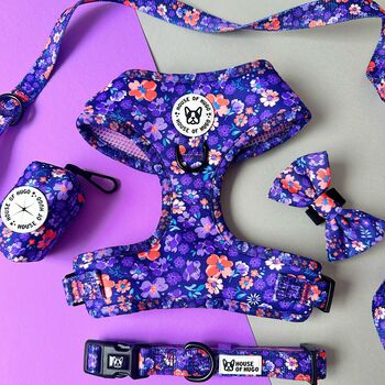 Ditsy Floral Adjustable Padded Dog Harness, 2 of 11