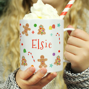 Personalised Gingerbread Pattern Plastic Mug – Perfect For Children’s Christmas Drinks, 2 of 4