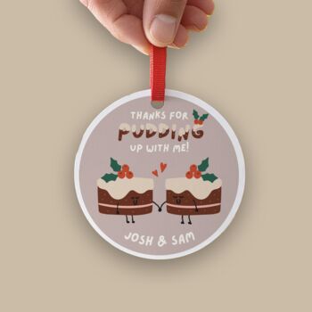 Personalised Christmas Pudding Couple Decoration, 4 of 4