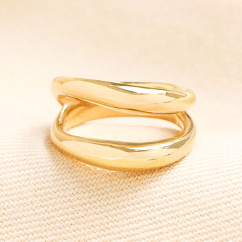 Stainless Steel Double Stacked Illusion Ring In Gold Plating, 2 of 4