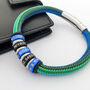 Men's Bracelet With Personalised Blue And Black Rings, thumbnail 3 of 6