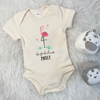 Flamingo Be Fabulous Personalised Jungle Babygrow, 4 of 5