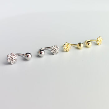 Sterling Silver Flower Screw Back Ear Jacket Earrings, 2 of 6