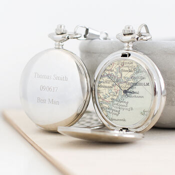 Personalised Map Pocket Watch Rose Gold, 5 of 12