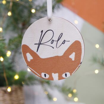 Personalised Wooden Cat Christmas Decoration, 5 of 11