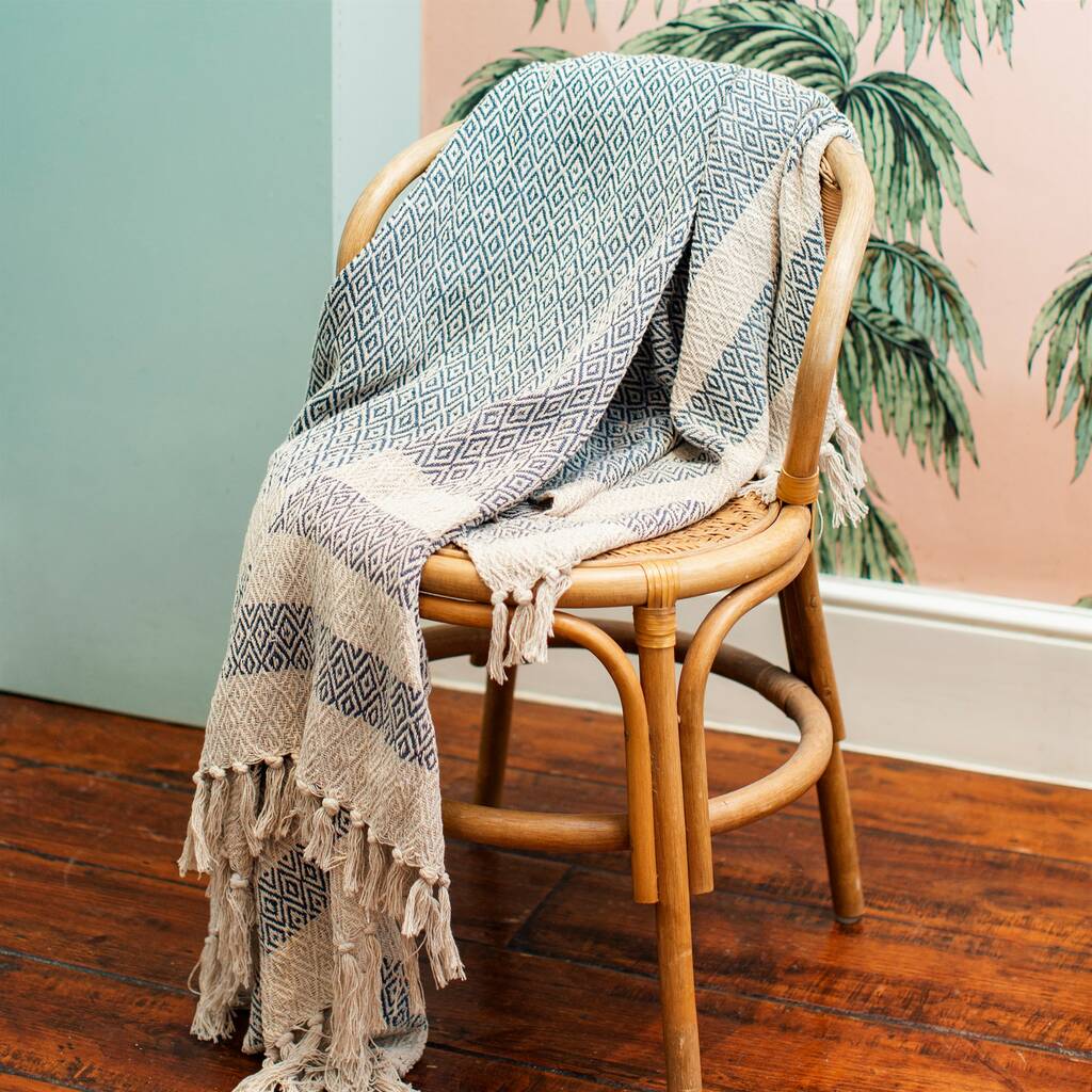 Blue Geometric Design Throw By Lola & Alice
