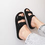 Leather Sandals With Memory Foam Insole In Black, thumbnail 5 of 9