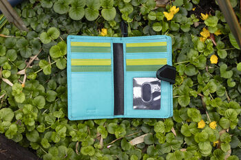 Turquoise Multi Colour Leather Purse Wallet Rfid, 4 of 11