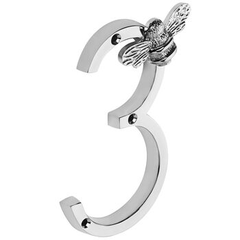 House Numbers With Bee In Nickel Finish, 4 of 11