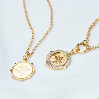 Personalised North Star Gold Medallion Necklace, 11 of 12